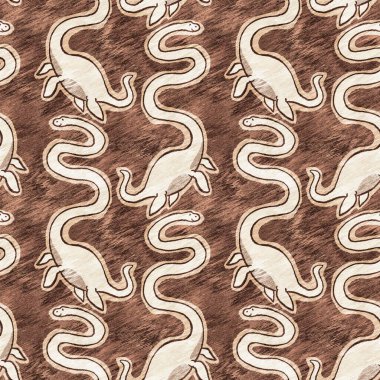 Kahverengi el plesiosaur dinazorunu kusursuz şekilde çizmiş. Bebek yuvası için cinsiyet Nötr Jurasik fosil silueti. Müze, nesli tükenme ve tekstil tasarımı için cinsiyet ayrımı yapılmamış ev dekorasyonu 