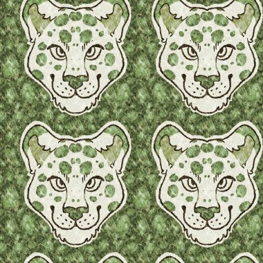 Bebek odası dekorasyonu için şirin safari leoparı vahşi hayvan deseni. Kusursuz kürksüz yeşil desenli cinsiyet nötr iz tasarımı