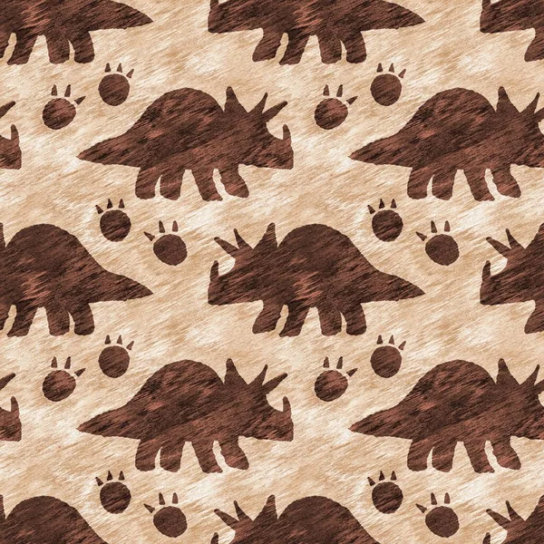 Hand Drawn Triceratops Dinosaur Seamless Pattern Gender Neutral Jurassic Fossil — 스톡 사진