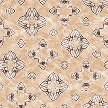 Mozaik geometrik kahverengi dikişsiz doku deseni. Yazılı kumaş için modaya uygun kaleydoskop tasarımı. Sert soyut tekstil tasarımı