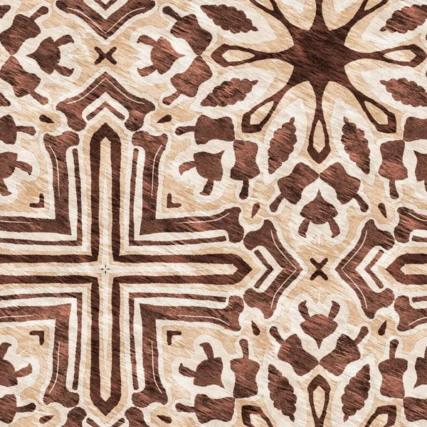 Mosaic Geometric Brown Seamless Texture Pattern Trendy Kaleidoscope Woven Design — Stockfoto
