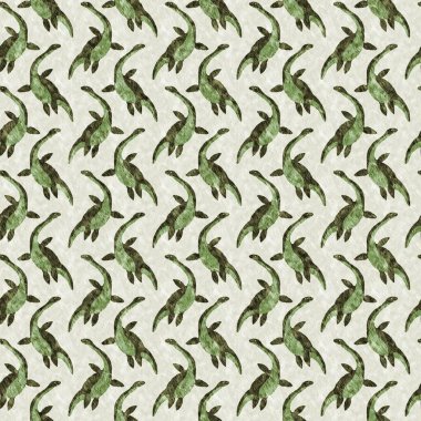 Yeşil el plesiosaur dinazorunu kusursuz şekilde çizdi. Bebek yuvası için cinsiyet Nötr Jurasik fosil silueti. Müze, nesli tükenme ve tekstil tasarımı için cinsiyet ayrımı yapılmamış ev dekorasyonu