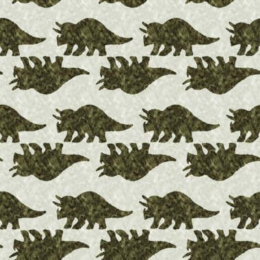 Yeşil el triceratops dinozor deseni çizdi. Bebek yuvası için cinsiyet Nötr Jurasik fosil silueti. Müze, nesli tükenme ve tekstil tasarımı için cinsiyet ayrımı yapılmamış ev dekorasyonu