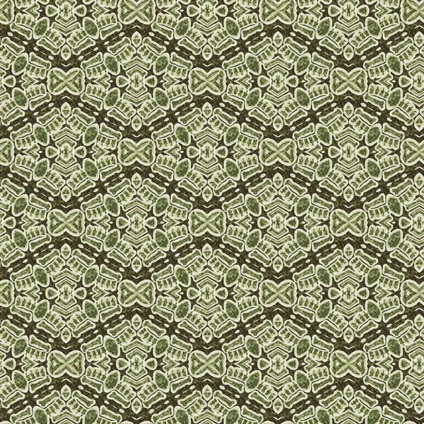 Mosaik Geometrisk Grön Sömlös Struktur Mönster Trendig Kalejdoskop Vävd Design — Stockfoto