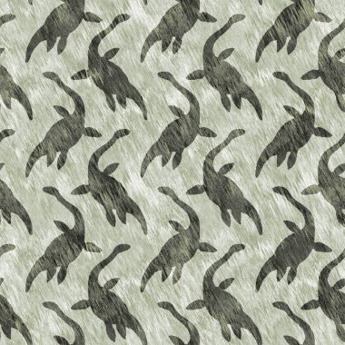 Kahverengi el plesiosaur dinazorunu kusursuz şekilde çizmiş. Bebek yuvası için cinsiyet Nötr Jurasik fosil silueti. Müze, nesli tükenme ve tekstil tasarımı için cinsiyet ayrımı yapılmamış ev dekorasyonu