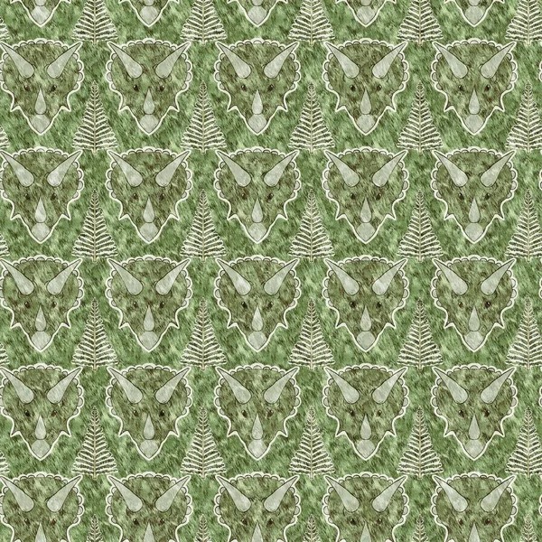 Green Hand Drawn Triceratops Dinosaur Seamless Pattern Gender Neutral Jurassic — Photo