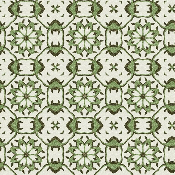 Mosaik Geometrisk Grön Sömlös Struktur Mönster Trendig Kalejdoskop Vävd Design — Stockfoto