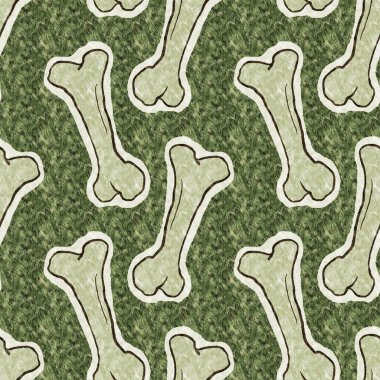 Yeşil el, dinazor kemiğini kusursuz şekilde çizmiş. Bebek yuvası için cinsiyet Nötr Jurasik fosil silueti. Müze, neslin tükenmesi ve tekstil tasarımı için ev dekorasyonu