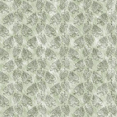 Bebek odası dekorasyonu için şirin safari egzotik bitki deseni. Kusursuz yaprak yeşil desenli cinsiyet nötr iz tasarımı