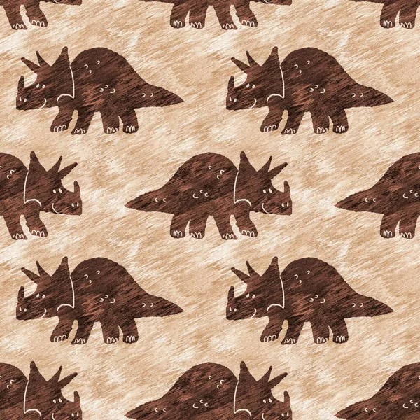 Hand Drawn Triceratops Dinosaur Seamless Pattern Gender Neutral Jurassic Fossil — стоковое фото