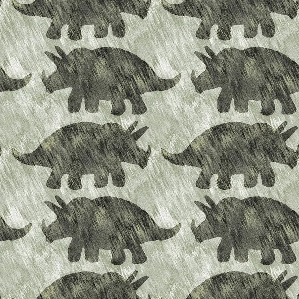 Yeşil el triceratops dinozor deseni çizdi. Bebek yuvası için cinsiyet Nötr Jurasik fosil silueti. Müze, nesli tükenme ve tekstil tasarımı için cinsiyet ayrımı yapılmamış ev dekorasyonu