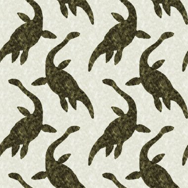 Yeşil el plesiosaur dinazorunu kusursuz şekilde çizdi. Bebek yuvası için cinsiyet Nötr Jurasik fosil silueti. Müze, nesli tükenme ve tekstil tasarımı için cinsiyet ayrımı yapılmamış ev dekorasyonu