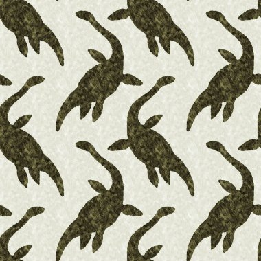 Yeşil el plesiosaur dinazorunu kusursuz şekilde çizdi. Bebek yuvası için cinsiyet Nötr Jurasik fosil silueti. Müze, nesli tükenme ve tekstil tasarımı için cinsiyet ayrımı yapılmamış ev dekorasyonu