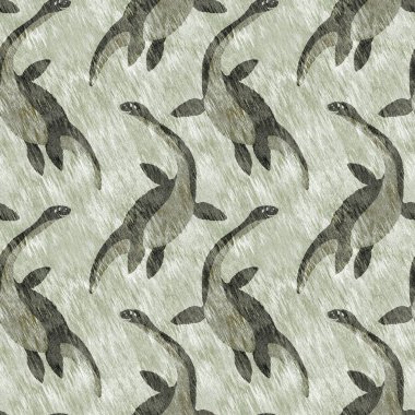 Kahverengi el plesiosaur dinazorunu kusursuz şekilde çizmiş. Bebek yuvası için cinsiyet Nötr Jurasik fosil silueti. Müze, nesli tükenme ve tekstil tasarımı için cinsiyet ayrımı yapılmamış ev dekorasyonu