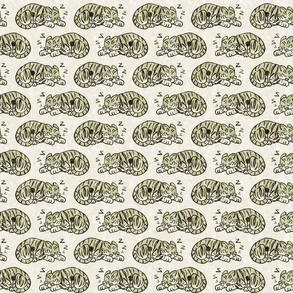 Bebek odası dekorasyonu için şirin bir safari vahşi kaplan deseni. Kusursuz büyük kedi kürklü yeşil desenli cinsiyet nötr iz tasarımı