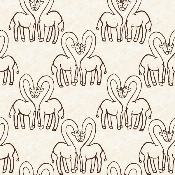 可爱的野生长颈鹿动物图案为婴儿房间装饰 无缝制的非洲毛皮棕色结构中性印花设计 — 图库照片