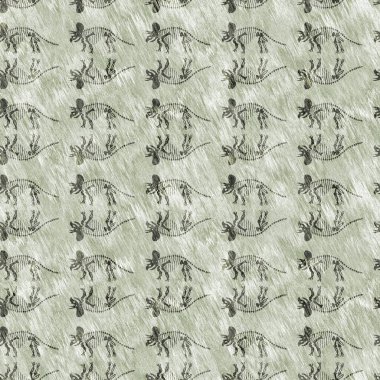 El çizimi triceratops fosil kemikler dinazor dikişsiz desen. Cinsiyet Tarafsız Jurasik siluet. Müze, excintion ve tekstil tasarımı için ev dekorasyonu