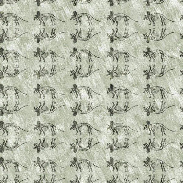 Hand Drawn Triceratops Fossil Bones Dinosaur Seamless Pattern Gender Neutral — Stockfoto