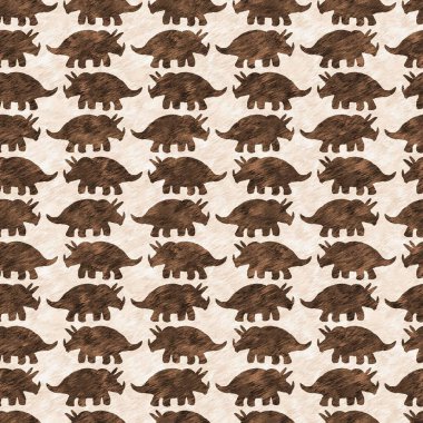 El çizimi Triceratops dinozor pürüzsüz desen. Bebek yuvası için cinsiyet Nötr Jurasik fosil silueti. Müze, nesli tükenme ve tekstil tasarımı için cinsiyet ayrımı yapılmamış ev dekorasyonu