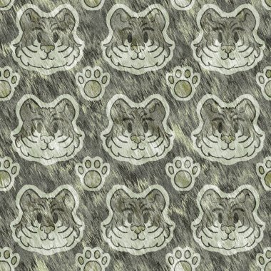 Bebek odası dekorasyonu için şirin bir safari vahşi kaplan deseni. Kusursuz büyük kedi kürklü yeşil desenli cinsiyet nötr iz tasarımı