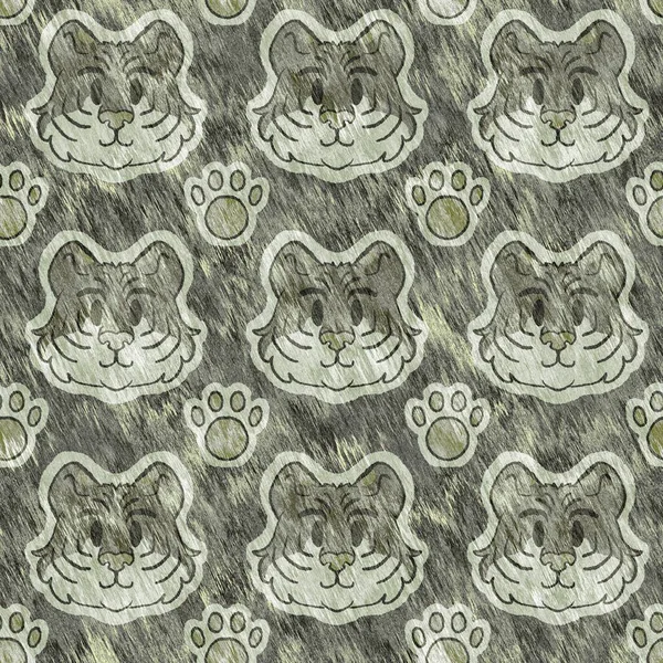 Симпатичные Сафари Диких Тигров Животных Шаблон Декора Комнаты Младенцев Безглазый — стоковое фото