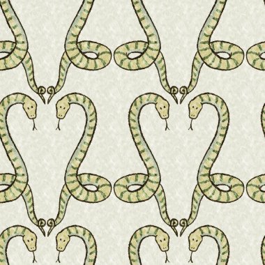 Bebek odası dekorasyonu için şirin bir safari yılanı deseni. Kusursuz sürüngen yeşil desenli cinsiyet nötr iz tasarımı.