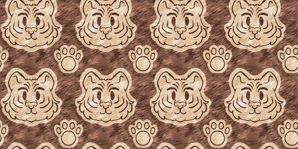 Aranyos Szafari Vad Tigris Állat Határ Babaszoba Dekoráció Varrat Nélküli — Stock Fotó
