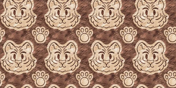 Cute Safari Wild Tiger Animal Border Babies Room Decor Seamless — Photo