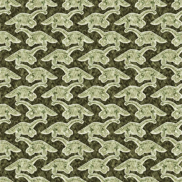 Green Plesiosaur Dinosaur Fossil Bones Seamless Pattern Gender Neutral Jurassic — Stockfoto