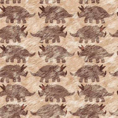 El çizimi Triceratops dinozor pürüzsüz desen. Bebek yuvası için cinsiyet Nötr Jurasik fosil silueti. Müze, excintion ve tekstil tasarımı için cinsiyet ayrımı yapılmamış ev dekorasyonu