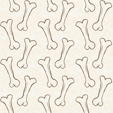 Brown hand drawn dinosaur bone seamless pattern. Gender Neutral Jurassic fossil silhouette for baby nursery. Home decor for museum, extinction and textile design