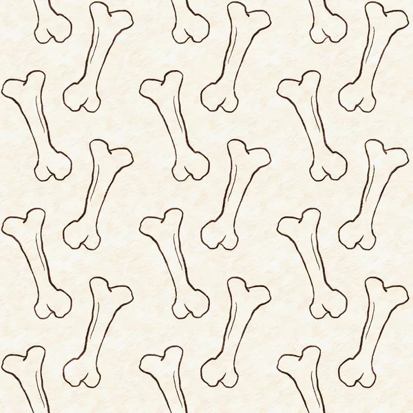 Brown hand drawn dinosaur bone seamless pattern. Gender Neutral Jurassic fossil silhouette for baby nursery. Home decor for museum, extinction and textile design