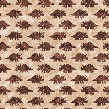 El çizimi Triceratops dinozor pürüzsüz desen. Bebek yuvası için cinsiyet Nötr Jurasik fosil silueti. Müze, excintion ve tekstil tasarımı için cinsiyet ayrımı yapılmamış ev dekorasyonu