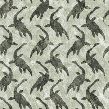 Kahverengi el plesiosaur dinazorunu kusursuz şekilde çizmiş. Bebek yuvası için cinsiyet Nötr Jurasik fosil silueti. Müze, nesli tükenme ve tekstil tasarımı için cinsiyet ayrımı yapılmamış ev dekorasyonu