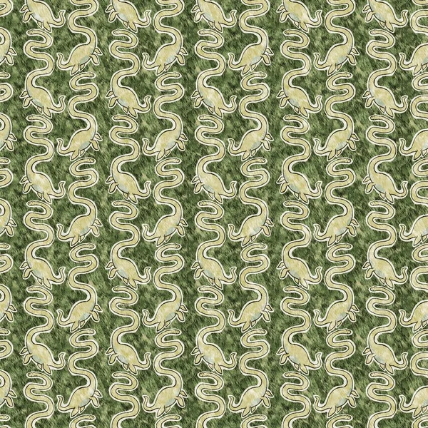 Green Hand Drawn Plesiosaur Dinosaur Seamless Pattern Gender Neutral Jurassic — стоковое фото