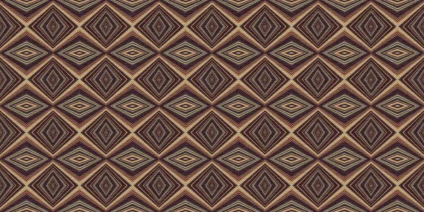 土色复古六十年代几何无缝边框图案在不同的褐色色调 现代老式地理编织纺织品剪裁 复古彩带横幅 — 图库照片