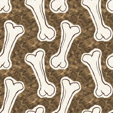 Kahverengi el, dinazor kemiğini pürüzsüz şekilde çizmiş. Bebek yuvası için cinsiyet Nötr Jurasik fosil silueti. Müze, neslin tükenmesi ve tekstil tasarımı için ev dekorasyonu