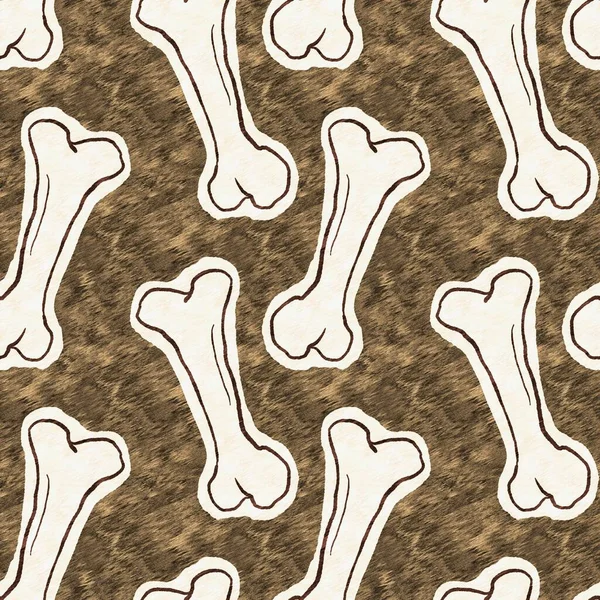 Brown Hand Drawn Dinosaur Bone Seamless Pattern Gender Neutral Jurassic — Fotografia de Stock