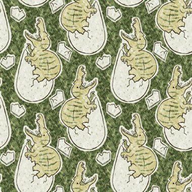 Yeşil el, Spinosaurus 'u yumurtasız şekilde çizdi. Bebek yuvası için cinsiyeti Tarafsız Jurasik dinozor fosil silueti. Müze, neslin tükenmesi ve tekstil tasarımı için ev dekorasyonu