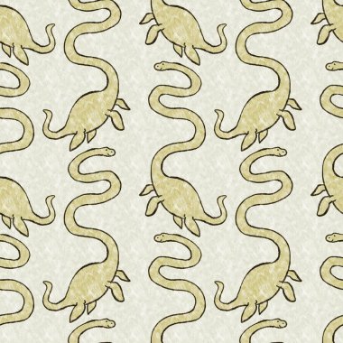 Yeşil el plesiosaur dinazorunu kusursuz şekilde çizdi. Bebek yuvası için cinsiyet Nötr Jurasik fosil silueti. Müze, nesli tükenme ve tekstil tasarımı için cinsiyet ayrımı yapılmamış ev dekorasyonu