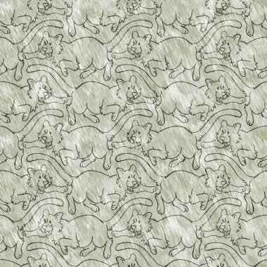 Bebek odası dekorasyonu için şirin bir safari vahşi kaplan deseni. Kusursuz büyük kedi kürklü yeşil desenli cinsiyet nötr iz tasarımı