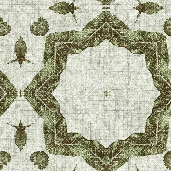 Foliage Green Kaleidoscope Seamless Texture Pattern Trendy Optic Fresh Design — Φωτογραφία Αρχείου