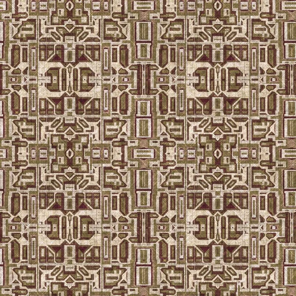 Sepia Brown Geometric Canvas Effect Seamless Texture Material Geo Organic — Stockfoto