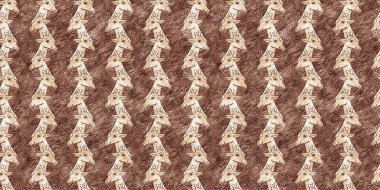 Bebek odası dekorasyonu için şirin bir safari vahşi zürafa sınırı. Kusursuz kürksüz kahverengi desenli cinsiyet nötr iz tasarımı.