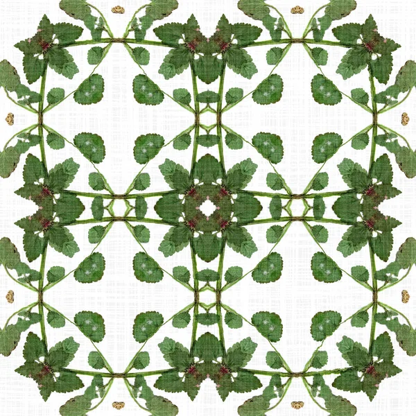 Foliage Kaleidoscope Seamless Texture Pattern Trendy Optic Fresh Design Printed — ストック写真
