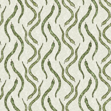 Bebek odası dekorasyonu için şirin bir safari yılanı deseni. Kusursuz sürüngen yeşil desenli cinsiyet nötr iz tasarımı.