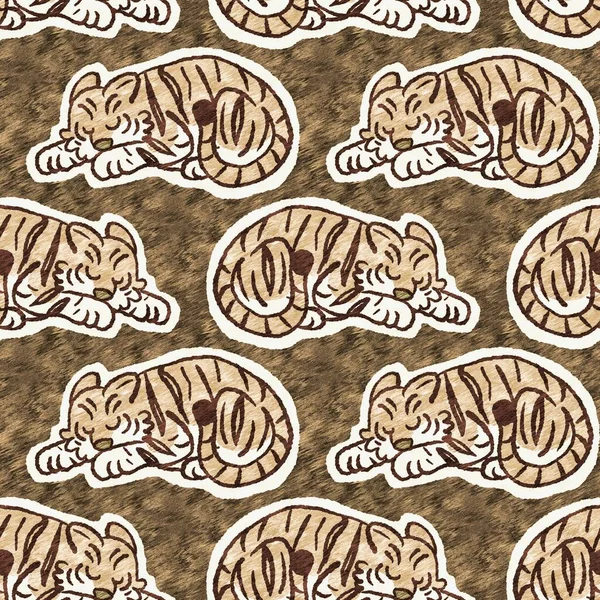 Χαριτωμένο Σαφάρι Άγρια Τίγρη Μοτίβο Των Ζώων Για Μωρά Διακόσμηση — Φωτογραφία Αρχείου