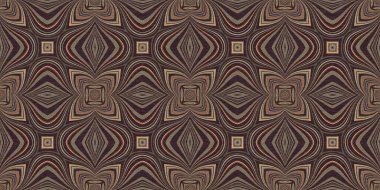 Topraksı renkler 60 'ların gerisinde geometrik, pürüzsüz sınır deseni, kahverengi tonda. Modern vintage jeo dokuma kumaş kenar süslemesi. Klasik kurdele pankartı