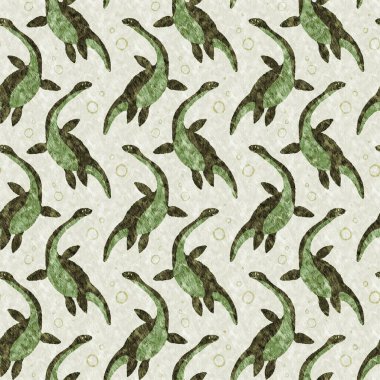 Yeşil el plesiosaur dinazorunu kusursuz şekilde çizdi. Bebek yuvası için cinsiyet Nötr Jurasik fosil silueti. Müze, nesli tükenme ve tekstil tasarımı için cinsiyet ayrımı yapılmamış ev dekorasyonu