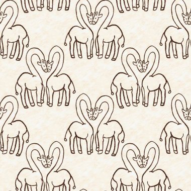 Bebek odası dekorasyonu için şirin bir safari vahşi zürafa deseni. Kusursuz Afrikalı kürklü kahverengi cinsiyet dokusuna sahip nötr iz tasarımı